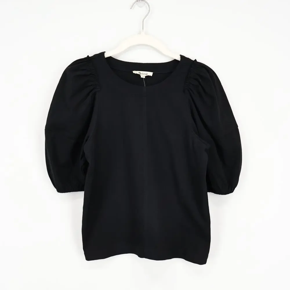 Madewell Puff Sleeve Tee Jet Black Size XXS NWT